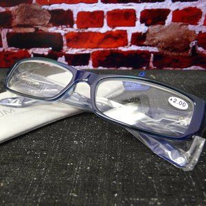 Joy Mangano Reader Glasses +2.00 - Sapphire Blue